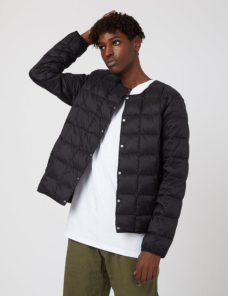 TAION Crew Neck Button Down Jacket | Black