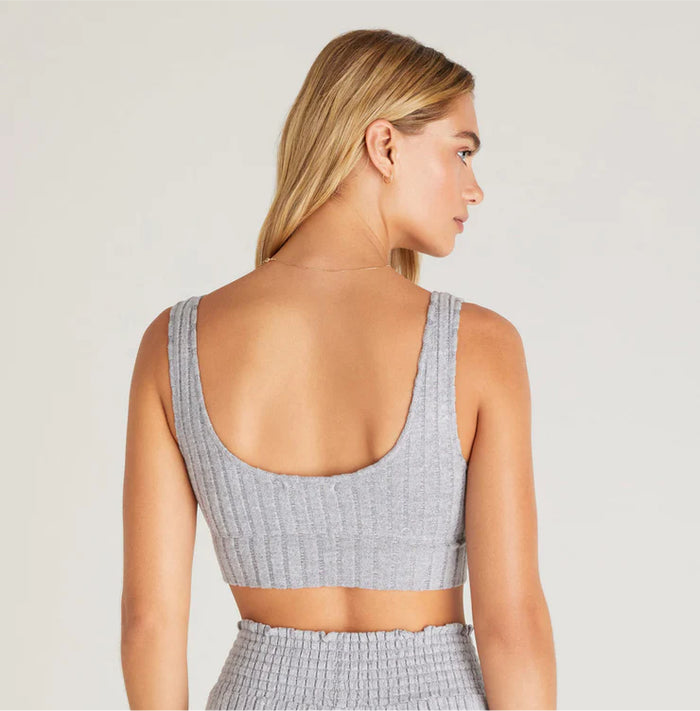 Zoe Silky Rib Tank Bra | Grey | XS