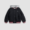 Hooded Black Satin Bomber