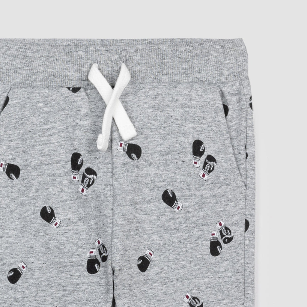 Heather Grey Baby Joggers | Boxing Gloves Print