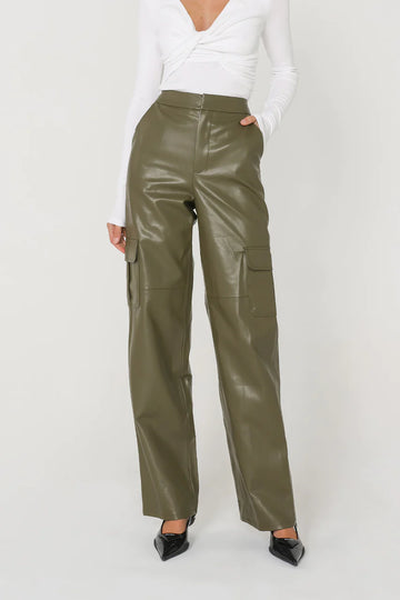 Vegan Leather Cargo Pants | Medium