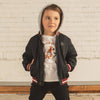 Hooded Black Satin Bomber