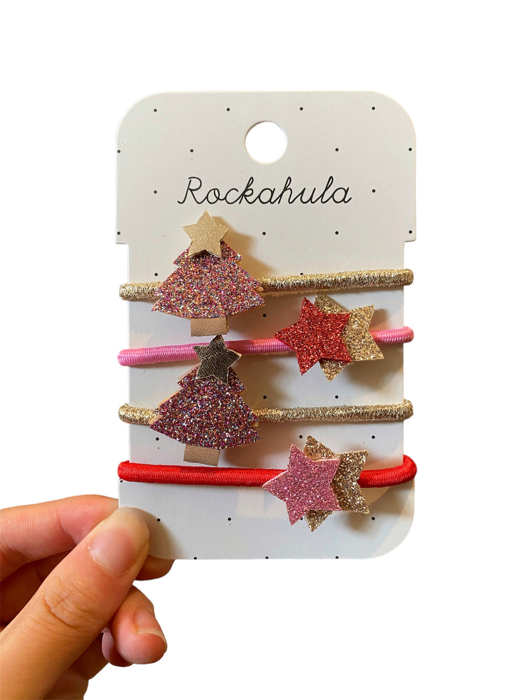 Frosted Shimmer Xmas Tree Hair Ties