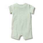 W&F | Organic Stripe Rib Henley Growsuit - Deep Sea