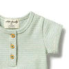 W&F | Organic Stripe Rib Henley Growsuit - Deep Sea
