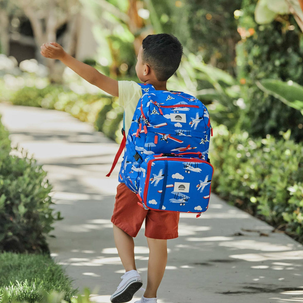 Ergonomic Backpack + Lunchbox + Pencil Case Set | Airplane
