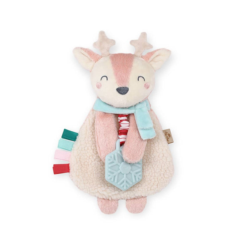 ITZY RITZY Lovey Holiday Pink Reindeer Plush + Teether Toy