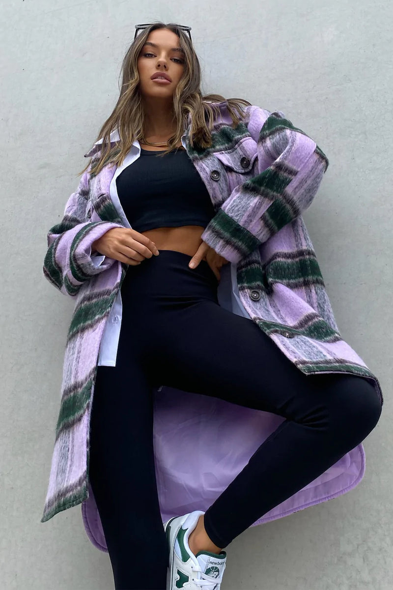 Houston Lilac Check Coat