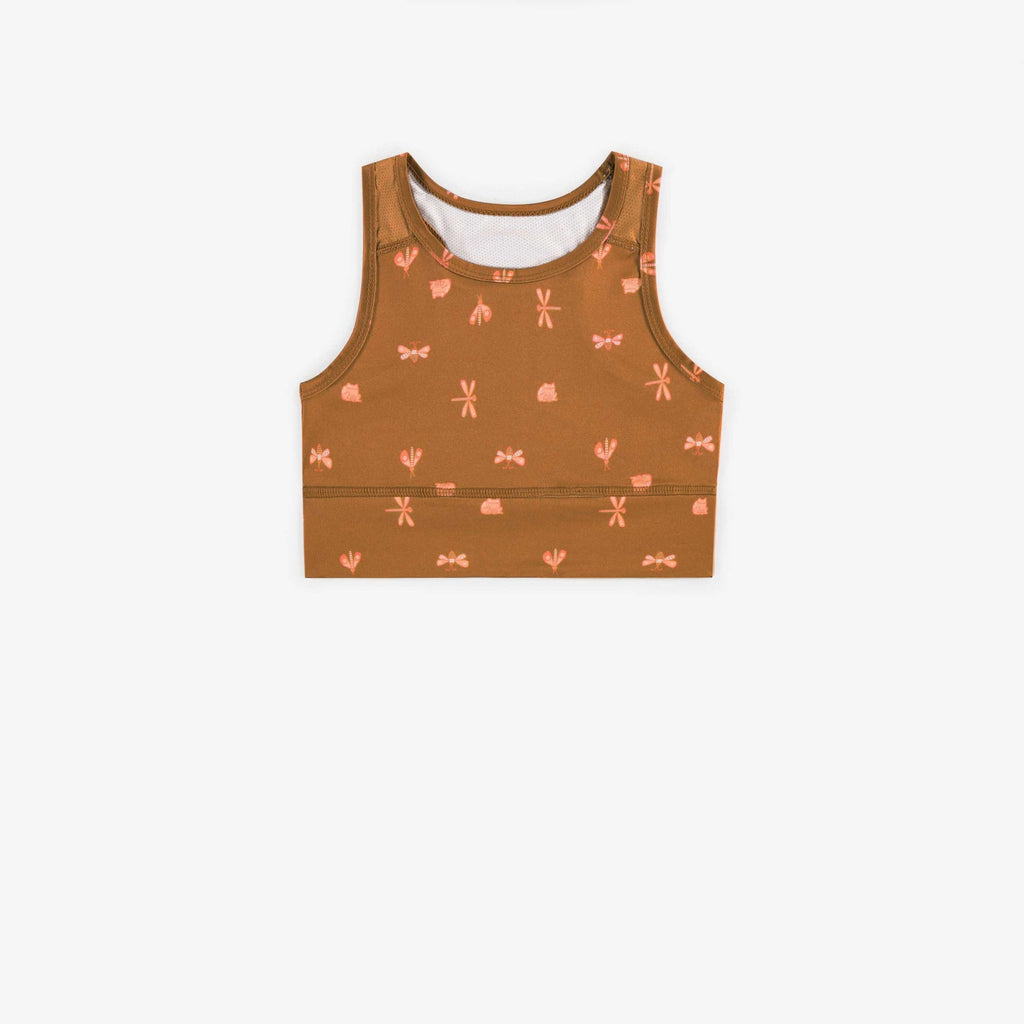 BROWN PATTERNED TANK TOP IN POLYESTER, CHILD