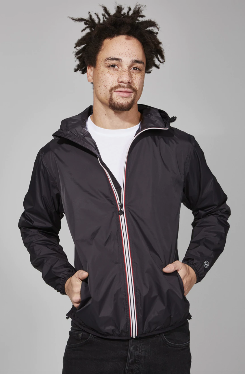 Adult Full Zip Packable Rain Jacket | Black