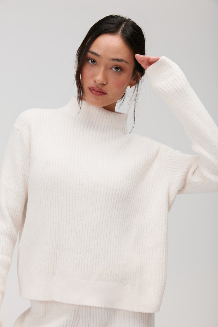 Cream funnel shop neck jumper