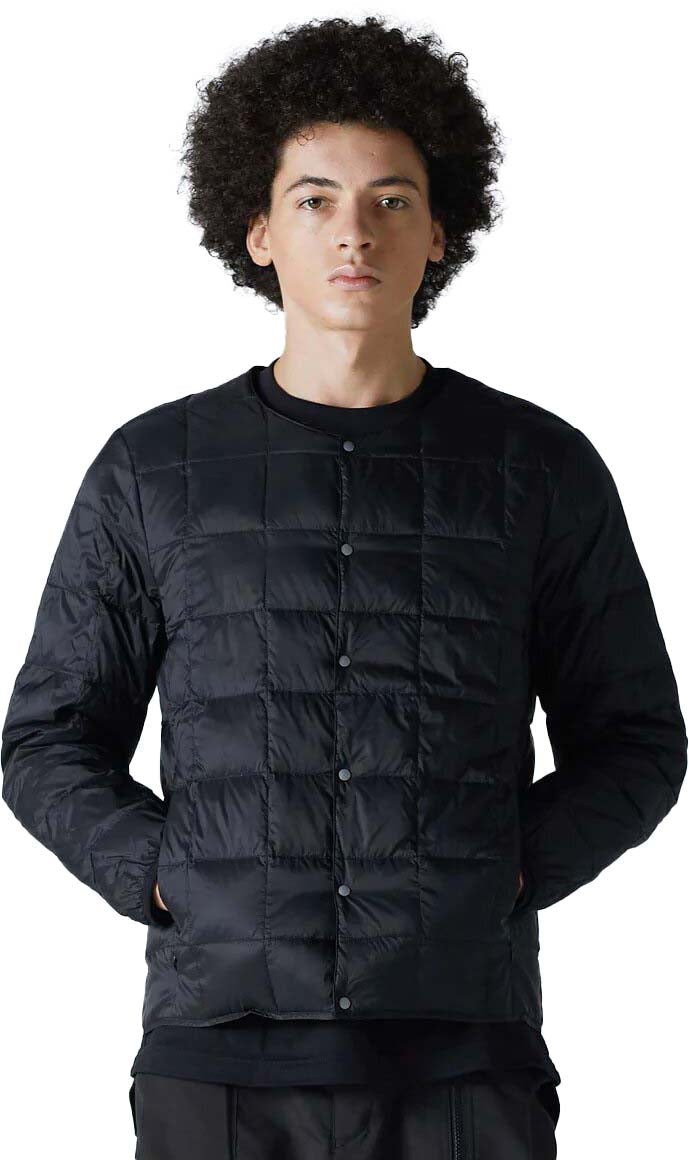 TAION Kids Crew Neck Button Down Jacket | Black