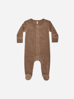 VELOUR HIDDEN SNAP FOOTIE | DUSK, BROWN