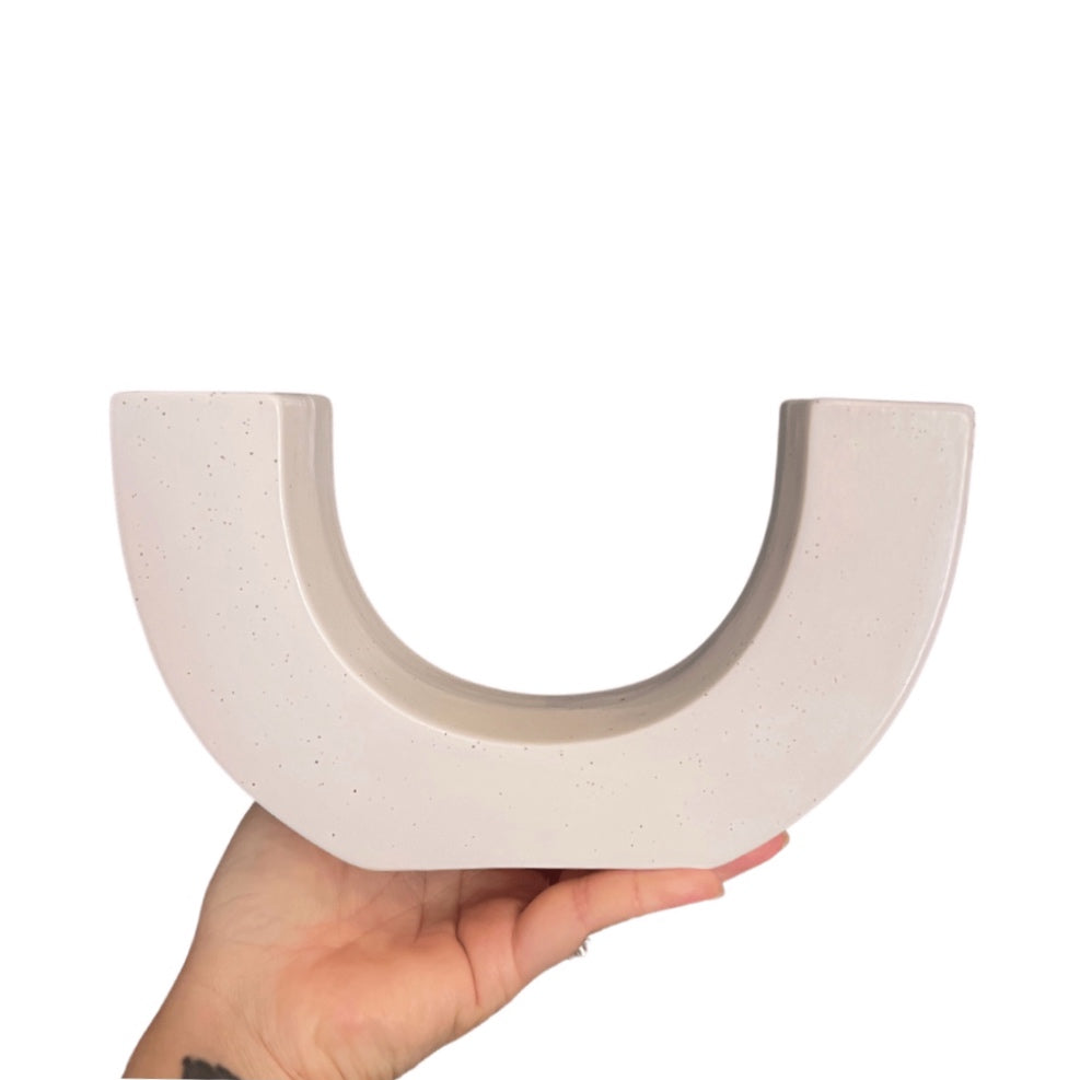 Ceramic U-Shaped Tapered Candle Holder