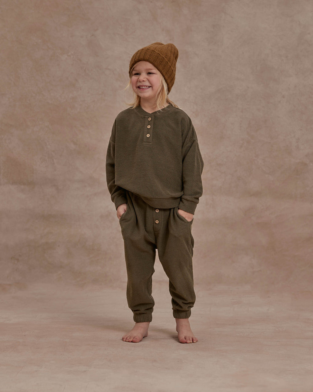 Kids’ Button Joggers | Army