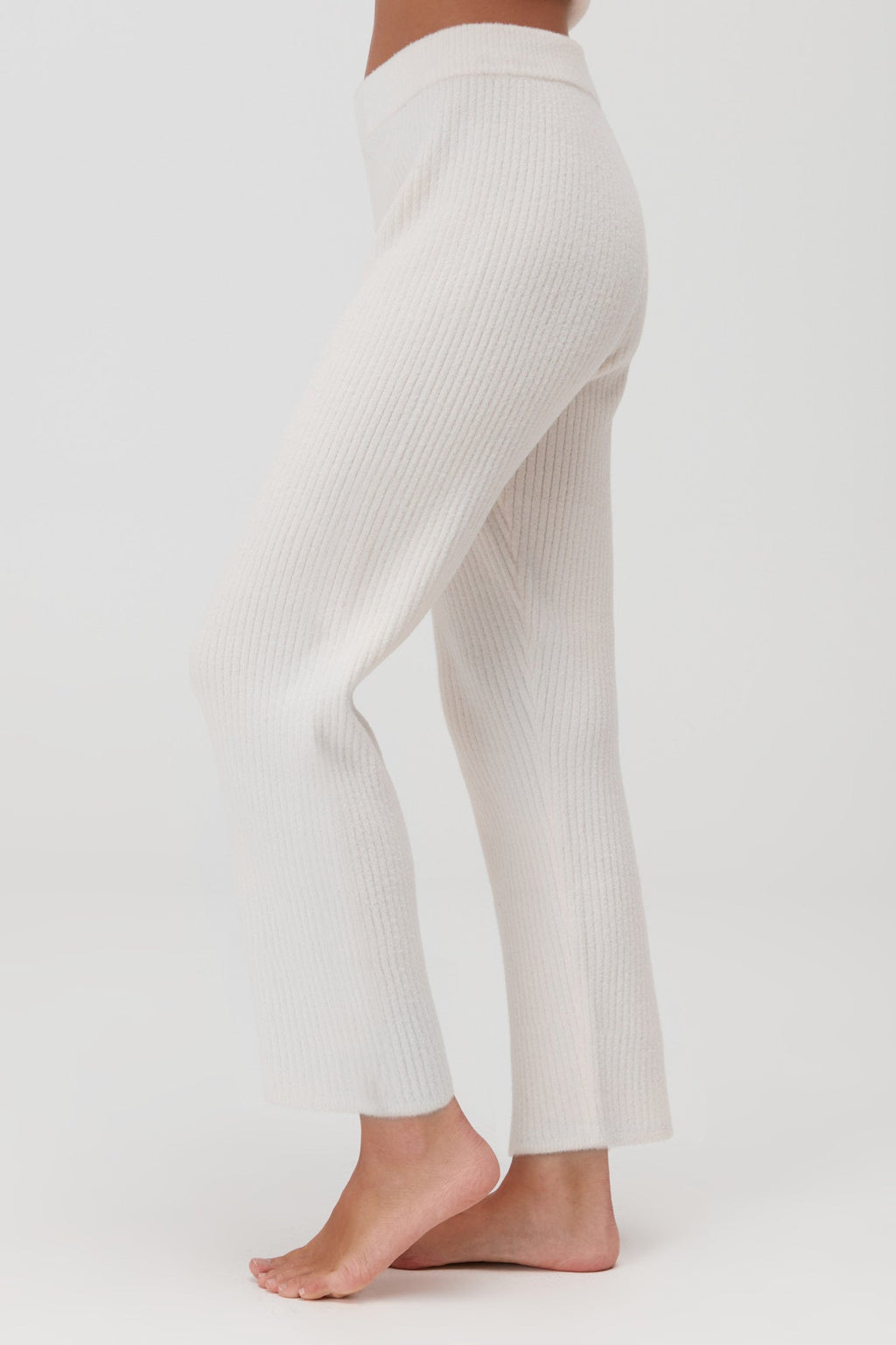 Cream Cozy Soft Ribbed Pants