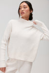 Cream Funnel Neck Soft Rib Sweater