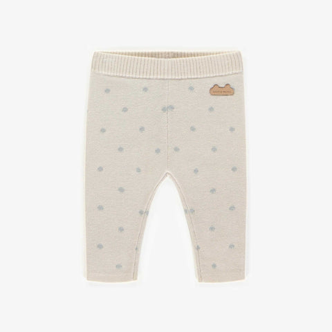 Souris Mini | Cream Leggings with Blue Polka Dots