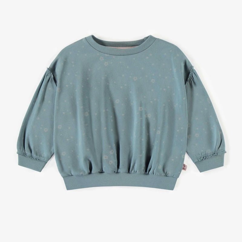 Souris Mini | Blue Crewneck with Flower Print