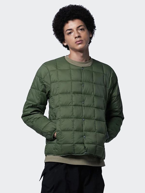 TAION Crew Neck Button Down Jacket | Olive
