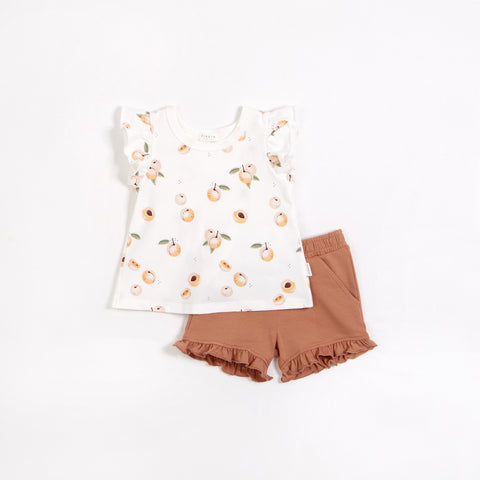 Petit Lem | Peaches Print on Tunic Shorts Set