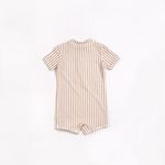 Sand Striped Print Short-Sleeve Swim Romper