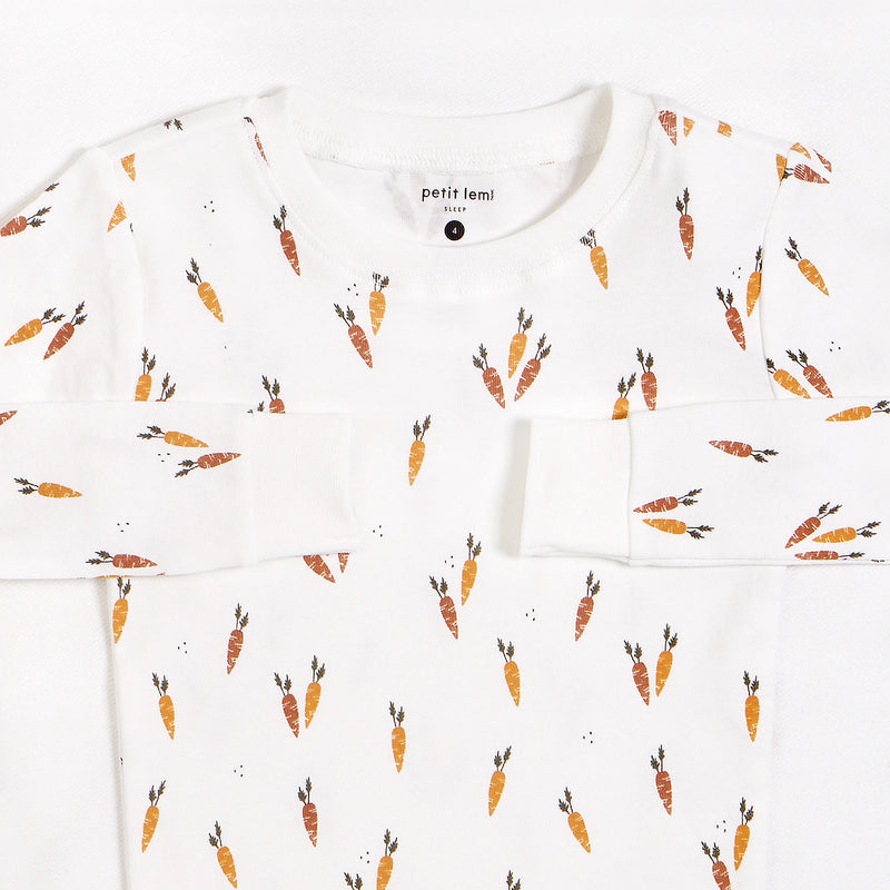 PETIT LEM Carrots Print on Off-White PJ Set