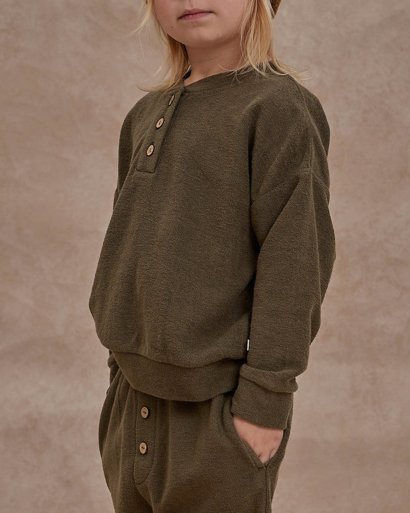 Kids Henley Sweatshirt | Army